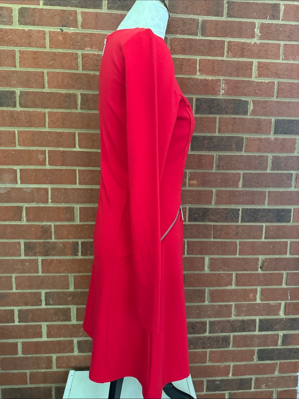 MICHEAL Michael Kors Red Long-Sleeve A-Line Dress with Zip Details - Picture 4 of 8